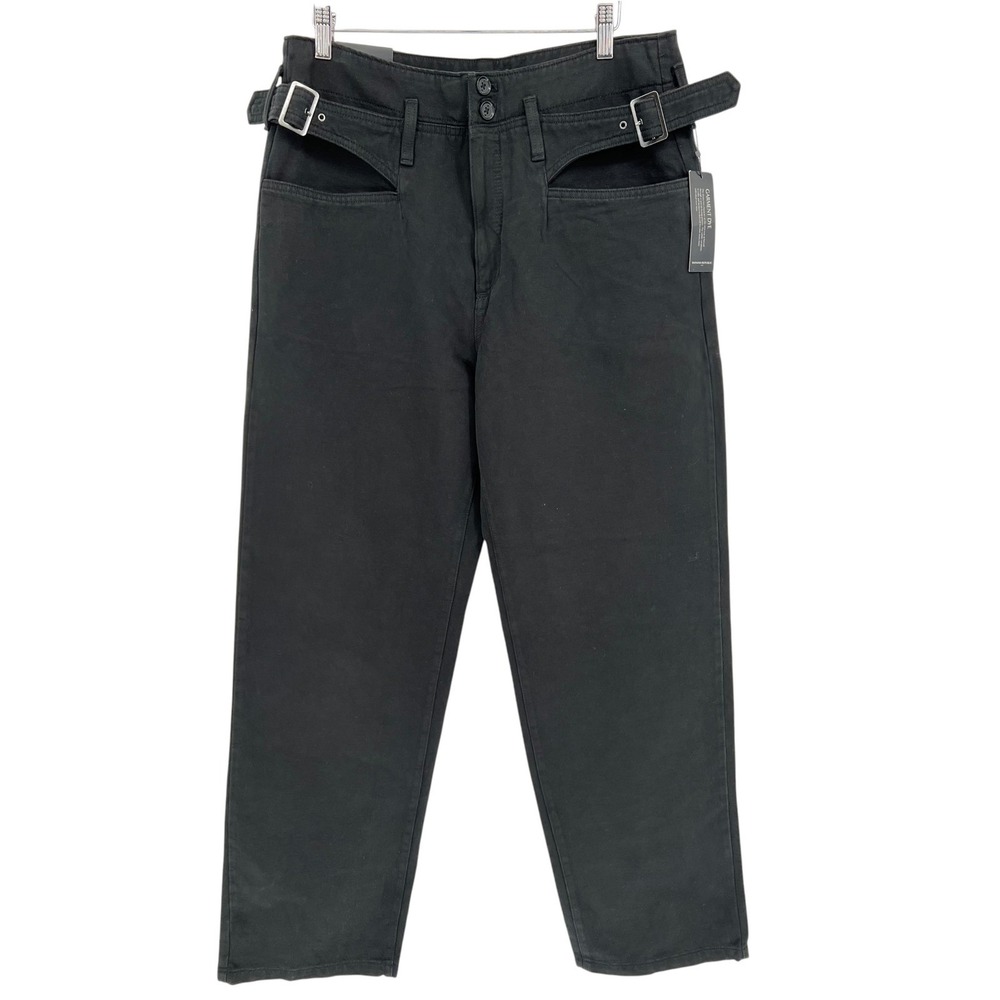 Banana Republic Tapered Pants Womens 12 Black Ultra High Rise Buckle Utility NWT